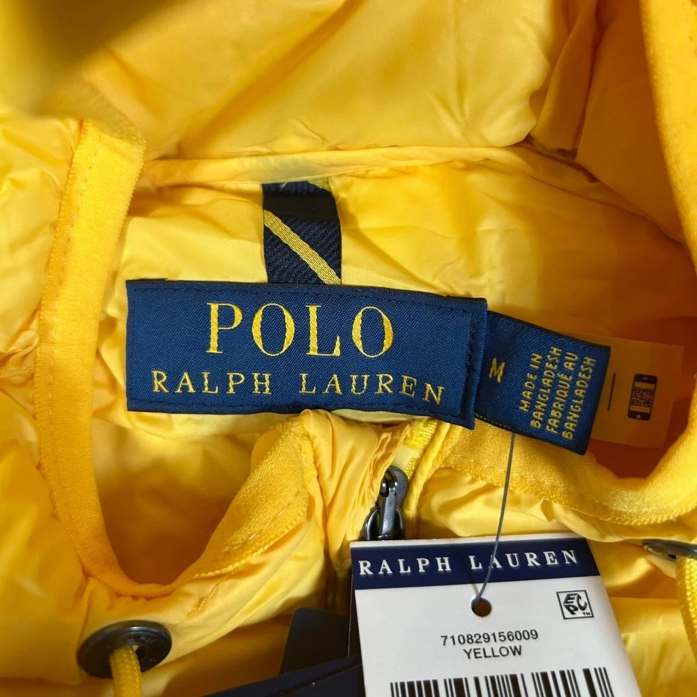 Polo Ralph Lauren Recycled‎ Nylon-terra Hood Coat Mens Medium Yellow Packable